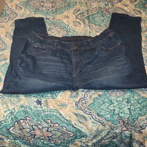 Dark Wash Denim Jeans w/ Stretch Waist Band